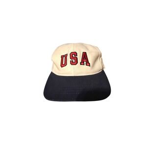 Vintage USA Embroidered Baseball Cap Cotton Leather Backstrap One Size